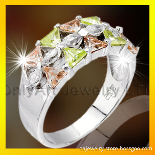 Silver Ring Fashion Jewellery Modern Jewelry with Color CZ Inlaid